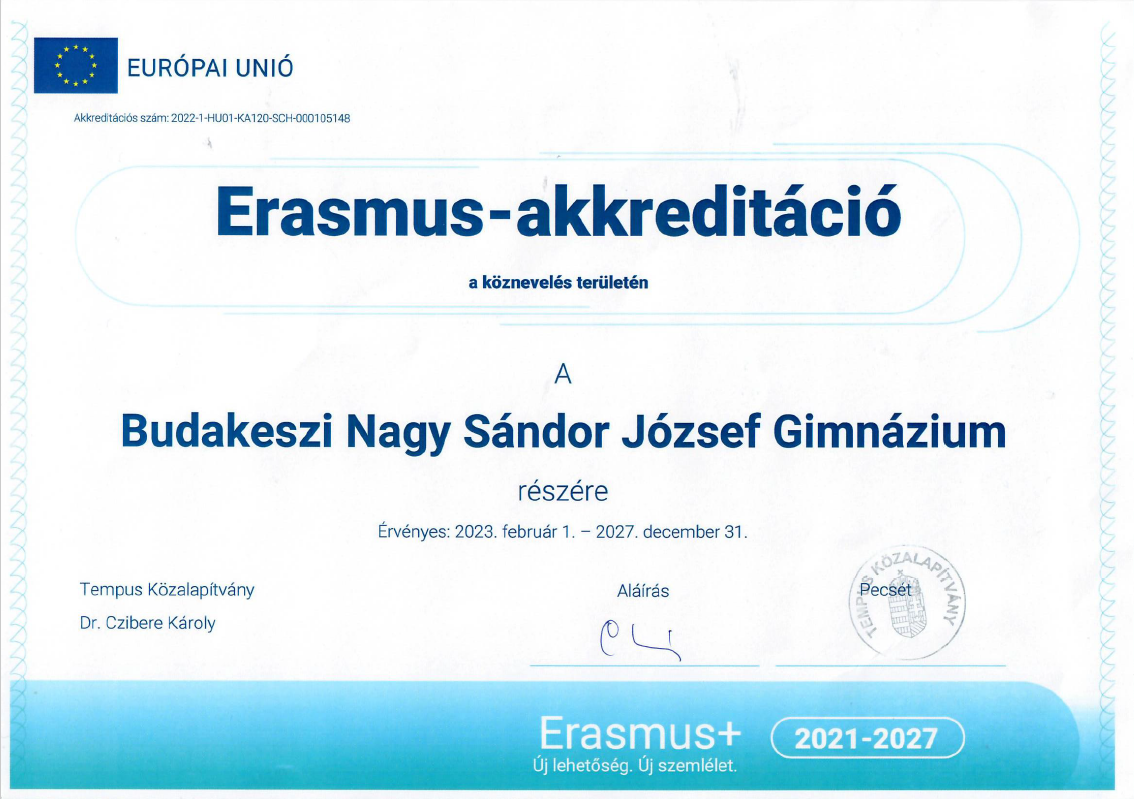 Erasmus akkreditáció 2027-ig